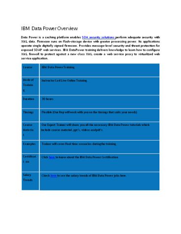 IBM DATA POWER TUTORIAL