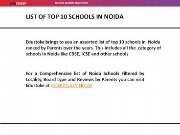 List of top 10 schools in noida