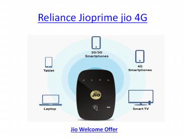 Reliance JioPrime 4G Offers  on Jio Phone