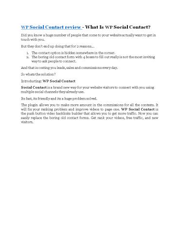 WP Social Contact review - $24,700 BONUS & DISCOUNT