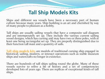 Tall ship models kits