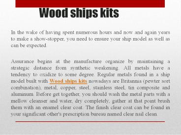 Wood ships kits