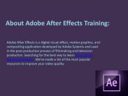 About Adobe After Effects Training