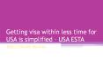 Getting visa within less time for USA is simplified – USA ESTA PowerPoint PPT Presentation