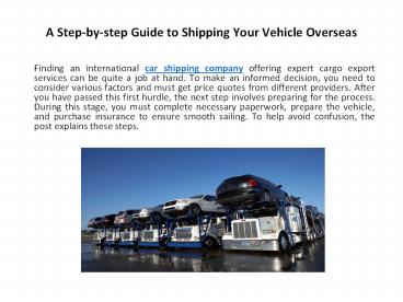 A Step-by-step Guide to Shipping Your Vehicle Overseas