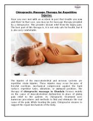 Chiropractic Massage Therapy for Repetitive Injuries