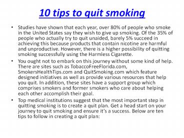 10 tips to quit smoking