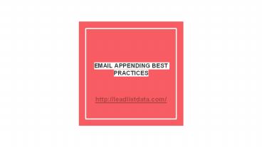 Email Appending Best Practices