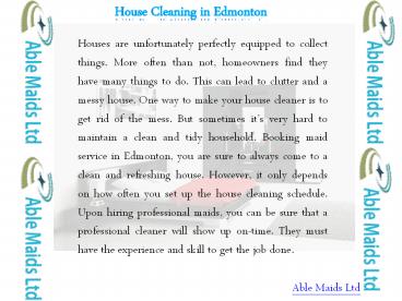 House Cleaning in Edmonton