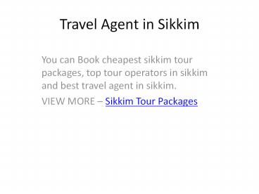 Travel Agent in Sikkim