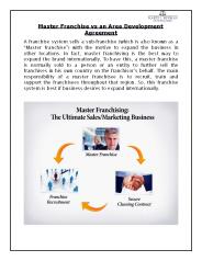 Master Franchise vs an Area Development Agreement