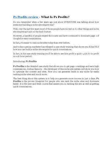 P1 Profits review and P1 Profits $11800 Bonus & Discount