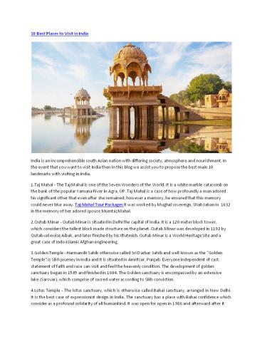 10 Best Places to Visit in India