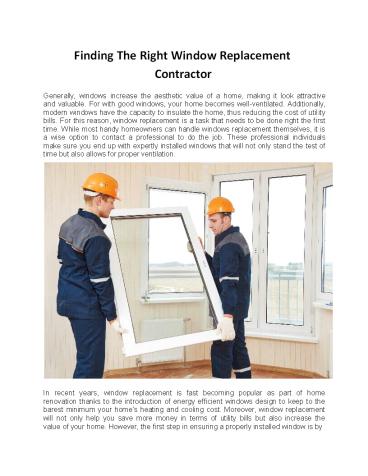 Finding The Right Window Replacement Contractor