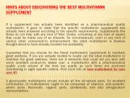 Hints about Discovering the Best Multivitamin Supplement