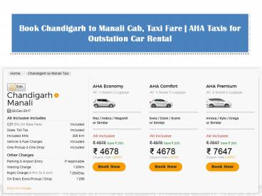 Book Chandigarh to Manali Cab | AHA Taxis for Outstation Car Rental