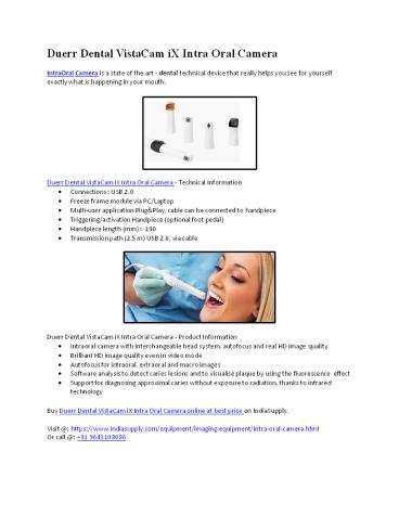 Duerr Dental VistaCam iX Intra Oral Camera