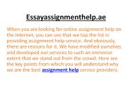 Assignment help online in UAE by EssayAssignmenthelp