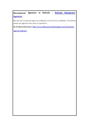 Recruitment Agencies in Bahrain - Bahrain Manpower Agencies