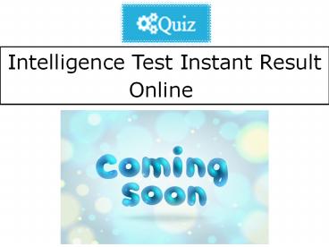 Intelligence Test Instant Result Online