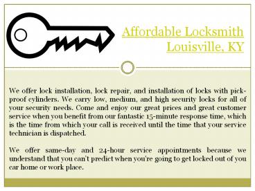 locksmith service Louisville, KY