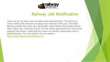Railway Recruitment Job Notification