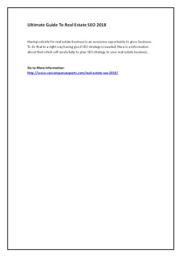 Ultimate Guide To Real Estate SEO 2018