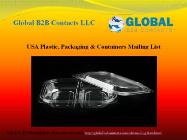 USA Plastic, Packaging & Containers Mailing List