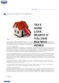 Tax And Home Loan Benefit If You Own Multiple Homes PowerPoint PPT Presentation