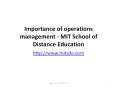 Importance of operations management - MITSDE - Distance Management Courses PowerPoint PPT Presentation