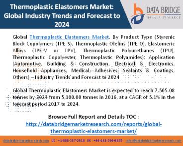 Global Thermoplastic Elastomers Market Outlook to 2024