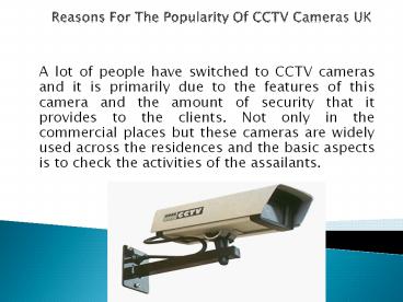 Reasons for the Popularity of CCTV Cameras UK