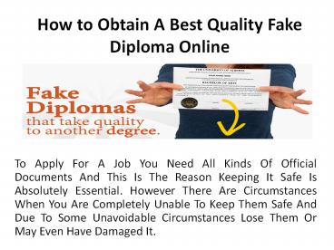 How to Obtain A Best Quality Fake Diploma Online
