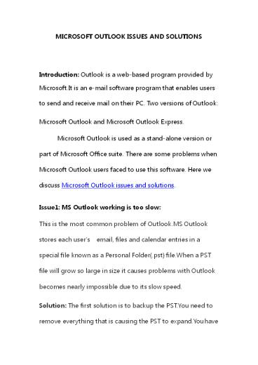 MICROSOFT OUTLOOK ISSUES AND SOLUTIONS (1)