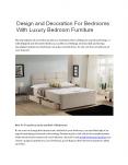 Design and Decoration For Bedrooms With Luxury Bedroom Furniture PowerPoint PPT Presentation