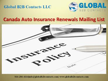 Canada Auto Insurance Renewals Mailing List