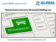 Poland Auto Insurance Renewals Mailing List