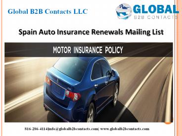 Spain Auto Insurance Renewals Mailing List