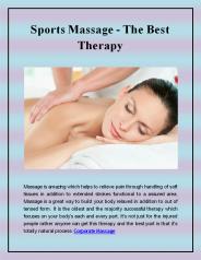 Sports Massage - The Best Therapy