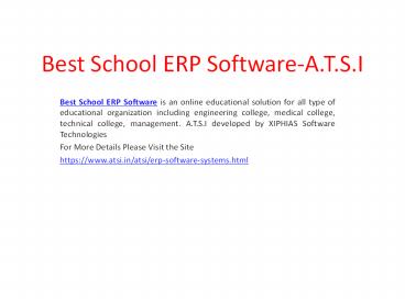 Best School ERP Software - A.T.S.I