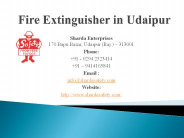 Fire Extinguisher in Udaipur