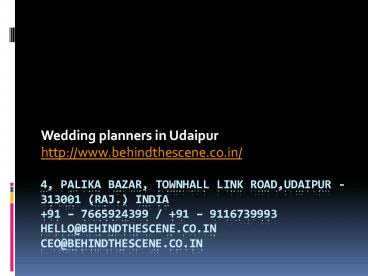 WEDDING PLANNERS IN UDAIPUR