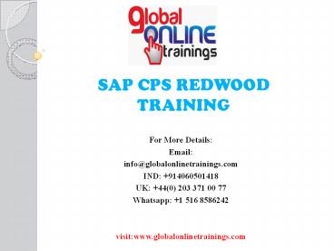 SAP CPS REDWOOD ONLINE TRAINING