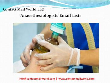 Anaesthesiologists Email List