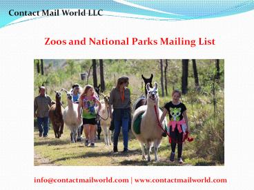 Zoos and National Parks Email List