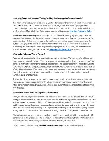 How Using Selenium Automated Testing Can Help You Leverage the Business Benefits?