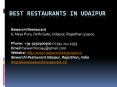 Best Restaurants in Udaipur PowerPoint PPT Presentation