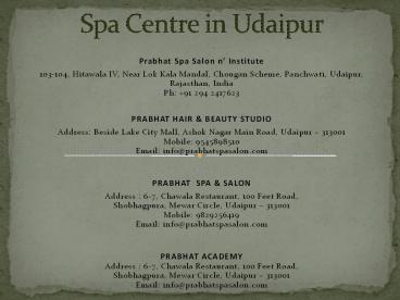 Spa Centre in Udaipur