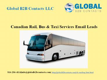 Canadian Rail, Bus & Taxi Services Email Leads