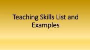 Teaching skills list and examples